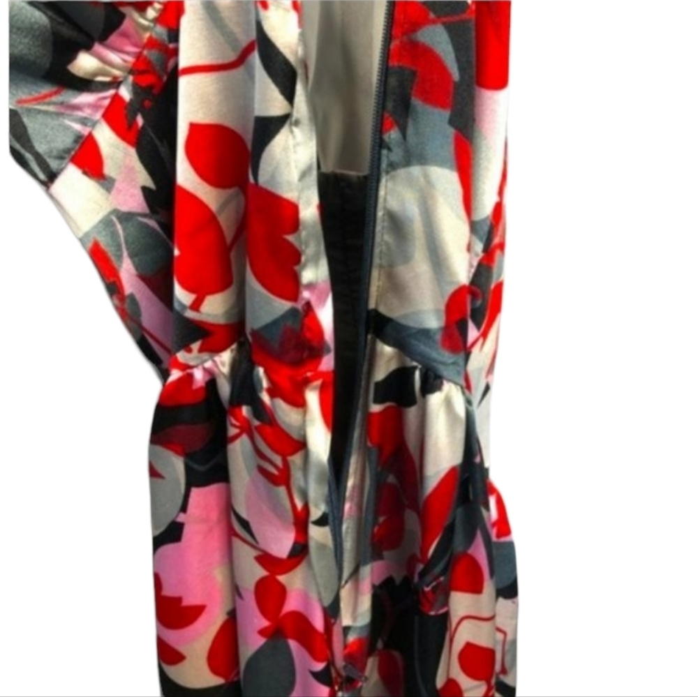 Satiny maxi dress red woman's size 6-8 Red, grey & black - Picture 12 of 12